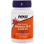 Now Foods, Витамин D-3, высокоактивный, 5000 МЕ, 120 мягких таблеток