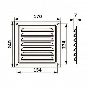 Решетка вентиляционная ZEIN Люкс РМ1724СР, 170 х 240 мм, с сеткой, металлическая, серебряная