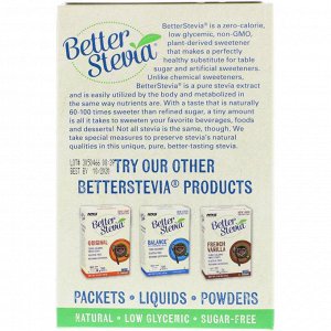 Now Foods, Органическая продукция, BetterStevia, Некалорийный подсластитель, 75 пакетиков, 2,65 унции (75 г)