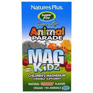 Nature&#039;s Plus, Animal Parade, Mag Kidz, Children&#039;s Magnesium, Cherry Flavor, 90 Tablets