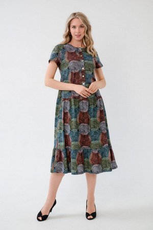 Платье женское из кулирки Кармелита спилы зеленые