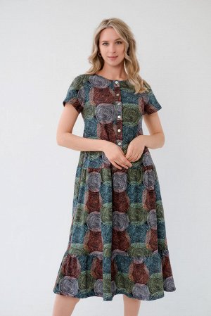 Платье женское из кулирки Кармелита спилы зеленые