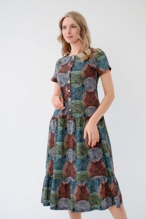 Платье женское из кулирки Кармелита спилы зеленые