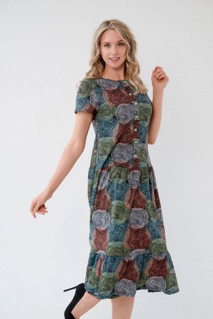 Платье женское из кулирки Кармелита спилы зеленые