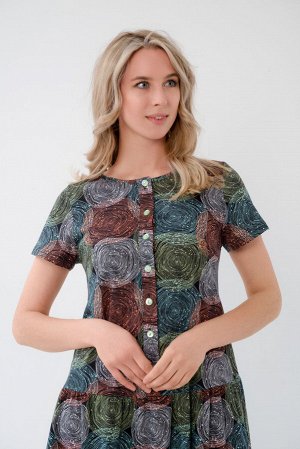 Платье женское из кулирки Кармелита спилы зеленые