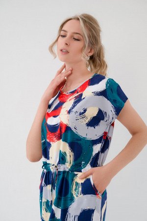 Платье женское домашнее из кулирки Лана круги