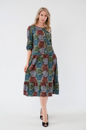 Платье женское из кулирки Софи спилы зеленые