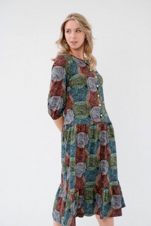 Платье женское из кулирки Софи спилы зеленые