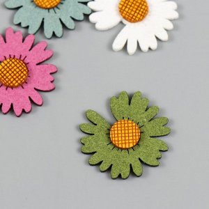 Декор для творчества иск. замша «Цветная ромашка», 2.5x2.5 см, МИКС