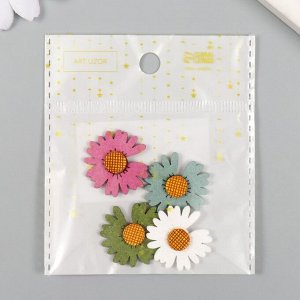 Декор для творчества иск. замша «Цветная ромашка», 2.5x2.5 см, МИКС