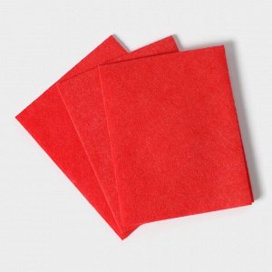 Салфетки вискозные универсальные Доляна, тряпки для уборки, 3 шт, 30x38 см, цвет красный