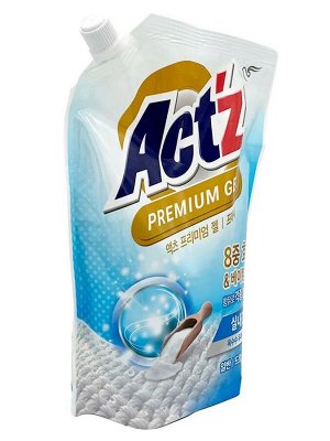 Концентрированный гель "Act’z Premium Gel" для стирки белья для машин с вертикальной и горизонтальной загрузкой (аромат мяты) 1 л, мягкая упаковка с крышкой / 8