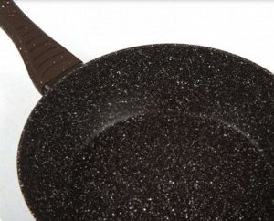Сковорода 26 см. с мраморным покрытием глубокая (подходит для индукции), черно-коричневая