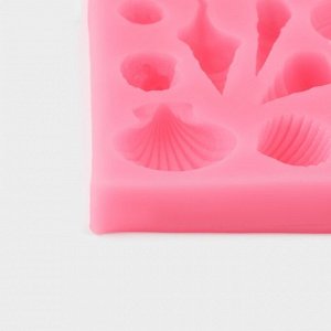 Молд «Ракушки», силикон, 7,7x7x1,5 см, цвет розовый