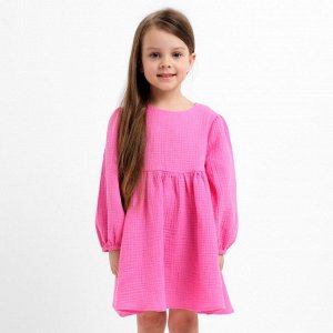 Платье детское с длинным рукавом KAFTAN «Муслин» 30 (98-104 см), розовое