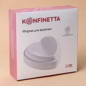 Форма для выпечки и муссовых десертов KONFINETTA «Сердце», силикон, 26x26x6 см, цвет белый