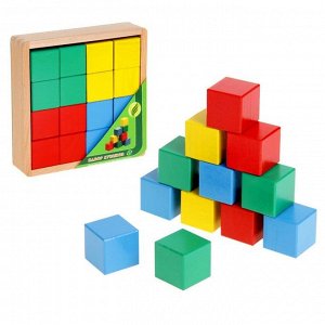 Кубики цветные, 16 деталей, в деревянной коробке