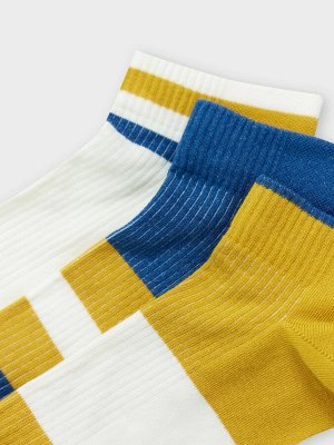 Носки мужские набор (3 упаковки по 3 пары) в желтом цвете с полосками и цветным мыском