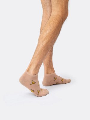 Носки мужские укороченные коричневые с рисунком в виде бананов (1 упаковка по 5 пар)