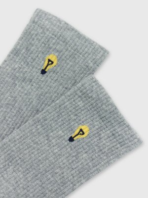 Носки мужские серые с рисунком в виде лампочки (1 упаковка по 5 пар)