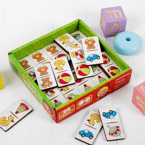 Домино "Детские игрушки", 28 элементов, размер плашки: 3 - 6 - 0,4 см
