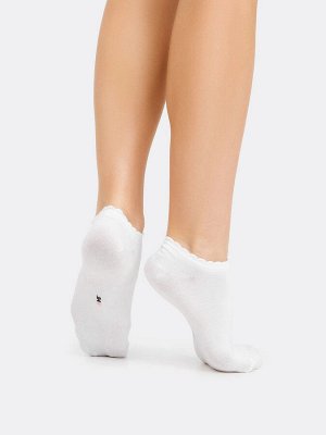 Короткие женские носки белого цвета с пикотом на борту (1 упаковка по 5 пар)