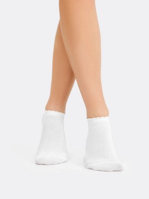 Короткие женские носки белого цвета с пикотом на борту (1 упаковка по 5 пар)