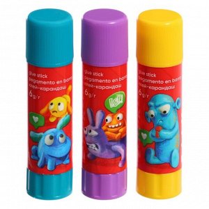 Клей-карандаш 6 г ErichKrause EasyStick Jolly Friends PVP, экономичный расход, микс