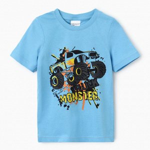 Футболка для мальчика "Truck monster", цвет голубой, рост 104-110