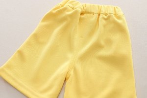Детский костюм: футболка + шорты, с надписью, цвет белый/желтый