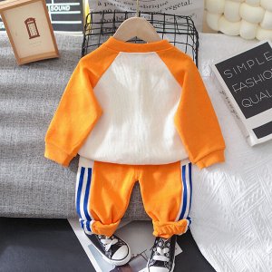 Детский костюм: кофта на молнии + брюки, цвет оранжевый/белый