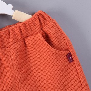 Детский костюм: футболка, с вышивкой + шорты, цвет оранжевый