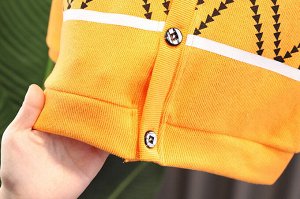Детский комплект: кардиган с принтом + рубашка + брюки, цвет оранжевый/белый/бежевый