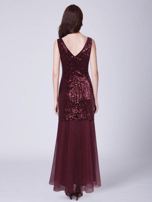 Вечернее бордовое платье с пайетками русалка