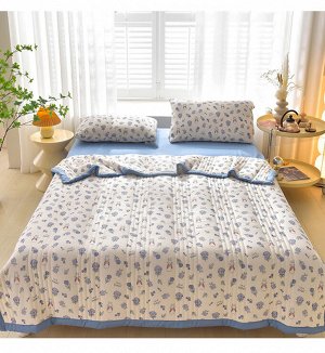 Одеяло демисезонное с принтом, цвет белый/синий, 100Х150см