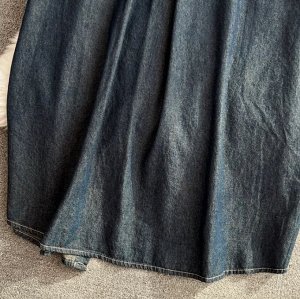 Джинсовое платье-рубашка с короткими рукавами, темно-синий