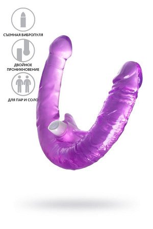 Фаллоимитатор двусторонний с вибропулей Dildo with Vibro, TPR, фиолетовый, 35 см