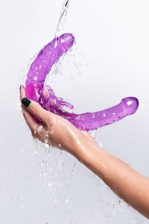 Фаллоимитатор двусторонний с вибропулей Dildo with Vibro, TPR, фиолетовый, 35 см