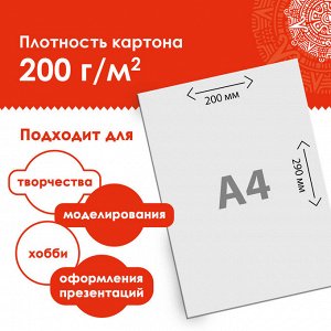 Картон белый А4 МЕЛОВАННЫЙ EXTRA (белый оборот) 20 листов папка, ОСТРОВ СОКРОВИЩ, 200х290мм, 111313