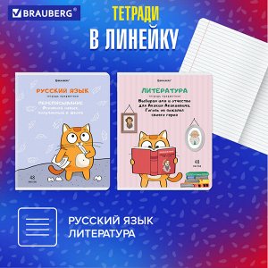 Тетради предметные, КОМПЛЕКТ 12 ПРЕДМЕТОВ, КОТ-ЭНТУЗИАСТ, 48л, TWIN лак, BRAUBERG, 404609