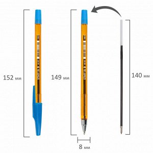 Ручка шариковая STAFF AA-927 ORANGE, СИНЯЯ, корпус оранжевый, узел 0,7мм, 144075