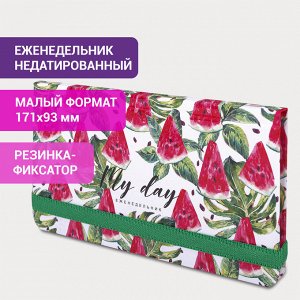 Еженедельник недатированный с резинкой 171х93мм, BRAUBERG, твердый, УФ-ЛАК, 64л, Watermelon, 114577