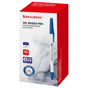 Ручка шариковая масляная BRAUBERG Stick Medium, СИНЯЯ, узел 1мм, линия 0,5мм, 143419