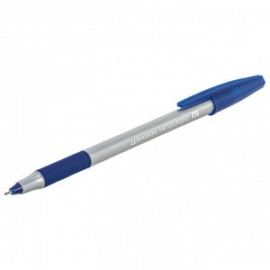 Ручка шариковая с грипом BRAUBERG "i-STICK POINT", СИНЯЯ, корпус серый, линия письма 0,35 мм, 144021