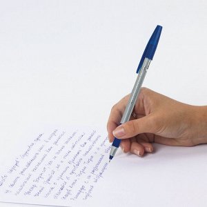 Ручка шариковая с грипом BRAUBERG &quot;i-STICK POINT&quot;, СИНЯЯ, корпус серый, линия письма 0,35 мм, 144021