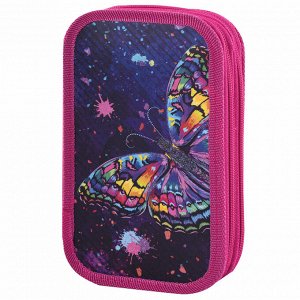 Пенал 2 отделения, ЮНЛАНДИЯ, ламинированный картон, 19х11 см, Colorful butterfly, 270886