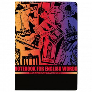 Тетрадь-словарь для записи английских слов А5 60л. КОЖЗАМ, сшивка, клетка, World, BRAUBERG, 404038