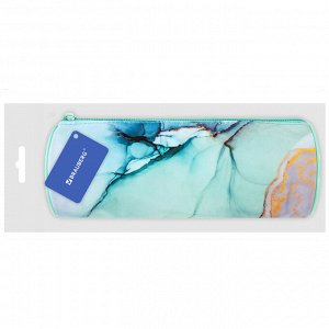 Пенал-тубус BRAUBERG, с эффектом Soft Touch, мягкий, Mint marble, 22х8 см, 271568