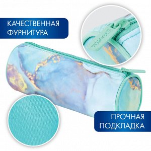 Пенал-тубус BRAUBERG, с эффектом Soft Touch, мягкий, Mint marble, 22х8 см, 271568