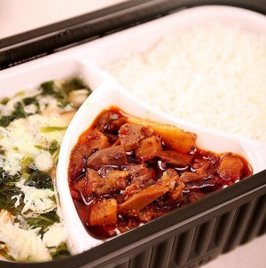 Саморазогревающийся рис Wang ZI Feng Fan с карри и курицей с овощами и супом, 459 гр